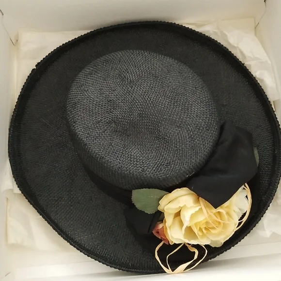 Deborah Rhodes Mocha Straw Hat Vintage Deborah Rhodes Mocha Straw Hat W Flowers - Etsy main image 2